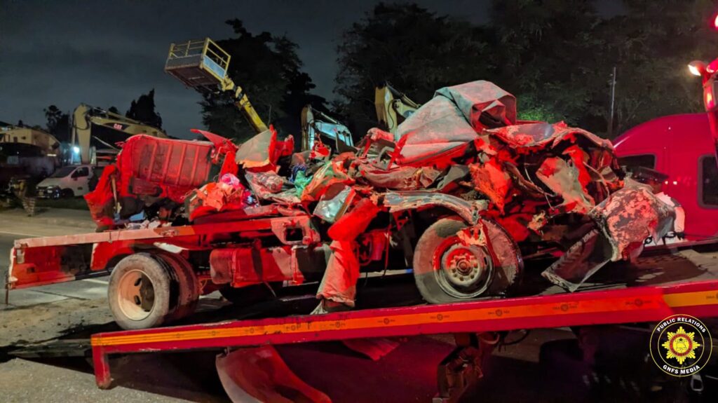 GNFS rescue team at N1 highway crash scene near Fiesta Royale in Accra