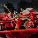 GNFS rescue team at N1 highway crash scene near Fiesta Royale in Accra