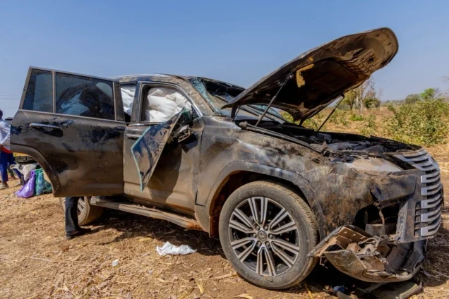 Official convoy on Bolgatanga–Tumu Road in Ghana